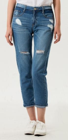 damage straigt denim jeans